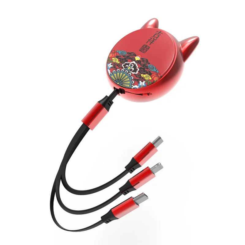 China-Chic Cat-Ear 3-in-1 Retractable Charging Cable — SY-A182